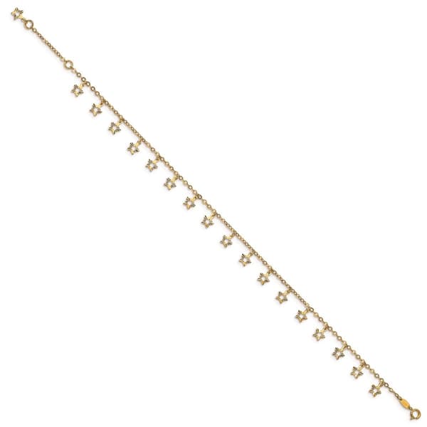 Gold Classics&#40;tm&#41; 14kt. Gold Polished & Textured Star 9in. Anklet - image 