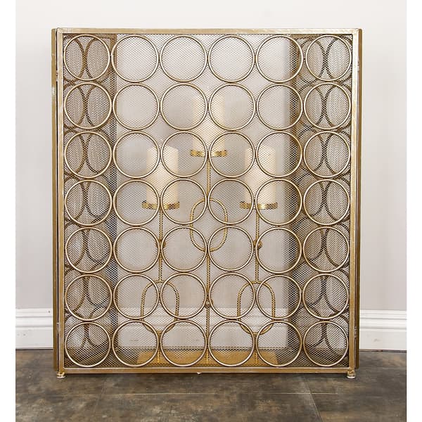 9th & Pike&#174; Brass Metal Modern Fireplace Screen