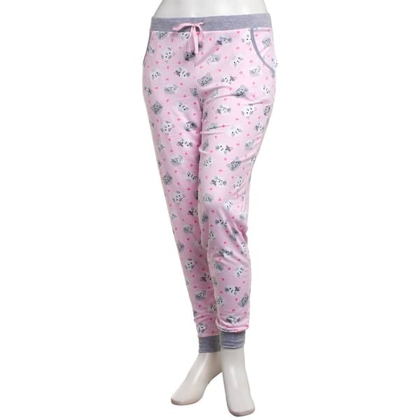 Juniors Pillow Talk Cat Face Toss Pajama Joggers