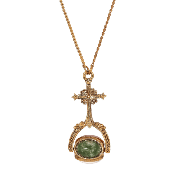 Symbols of Faith 14kt. Gold Dipped Cross Multi Stone Necklace - image 