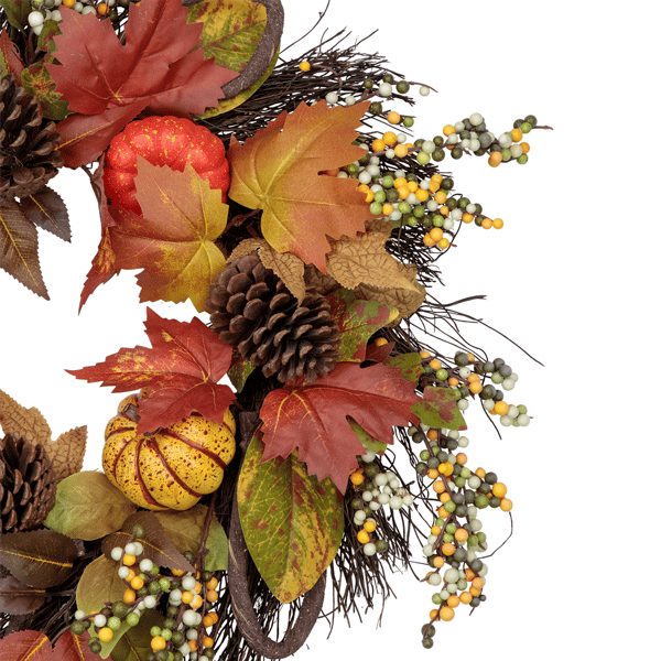 Northlight 24in. Pumpkin, Foliage, & Pinecone Fall Harvest Wreath