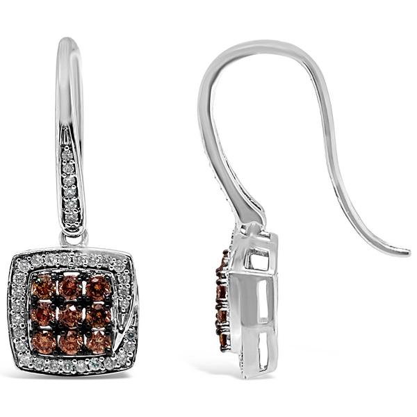 Le Vian(R) White Gold Brown & White Diamond Drop Earrings - image 