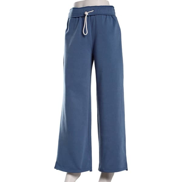 Juniors Derek Heart Fold Over Waist Wide Leg Fleece Sweatpants - image 