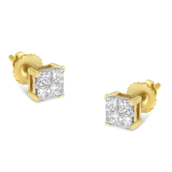 Diamond Classics&#40;tm&#41; 10kt. Yellow Gold Princess Stud Earrings - image 