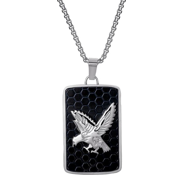 Mens Gentlemens Classics&#40;tm&#41; Stainless Steel Eagle Dog Tag Pendant - image 