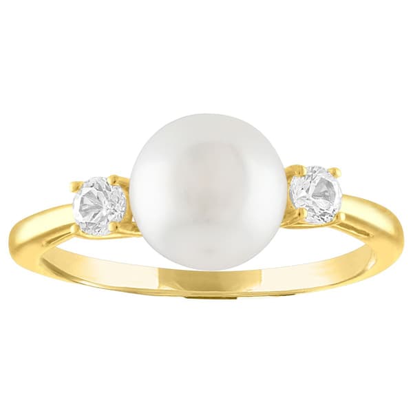 Gemstone Classics&#40;tm&#41; 10kt. Freshwater Pearl & Diamond Ring - image 