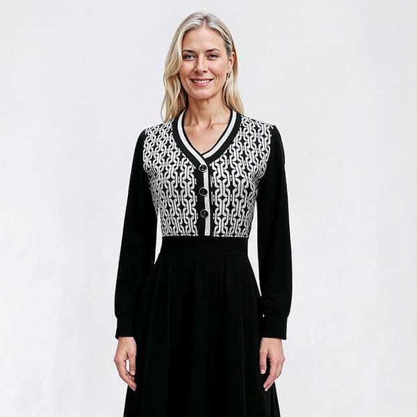 Womens Birch Long Sleeve Geometric Chain Sweater Dress