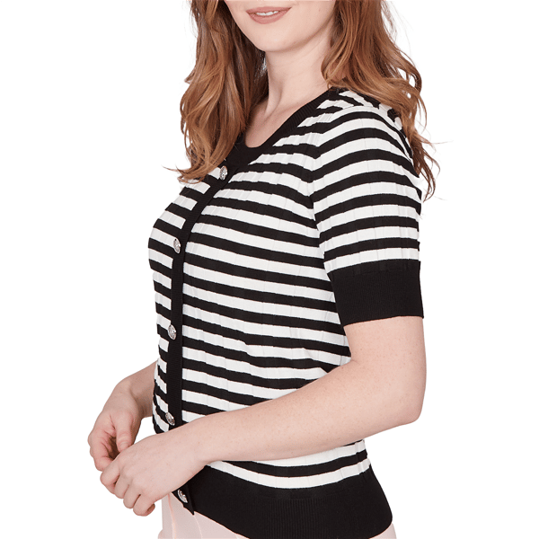 Petite Emaline Enchanted Bloom Short Sleeve Stripe Sweater
