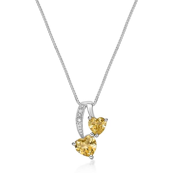 Gemminded Sterling Silver 5mm Double Heart Citrine Pendant - image 