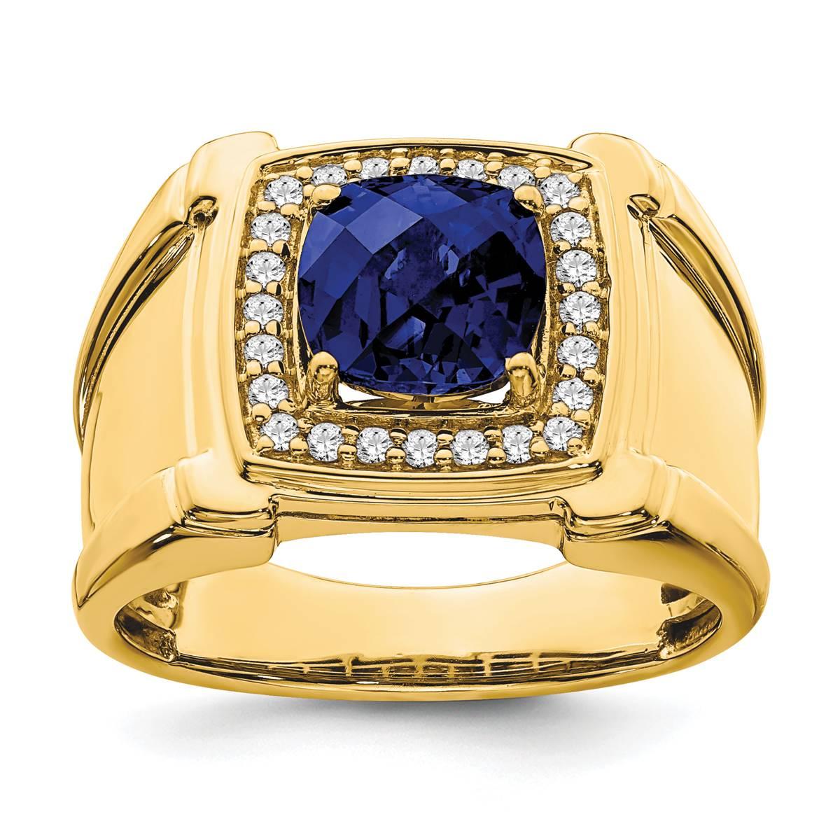 Mens Gentlemens Classics(tm) 14kt. Gold Sapphire & Diamond Ring