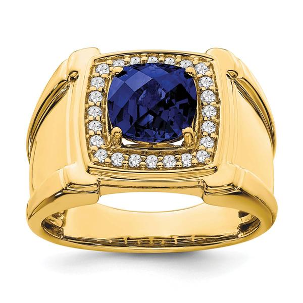 Mens Gentlemens Classics(tm) 14kt. Gold Sapphire & Diamond Ring - image 