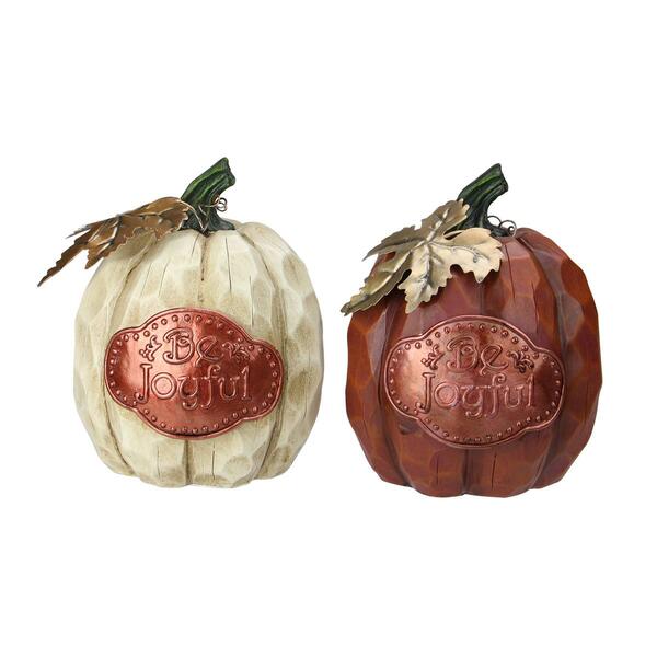 Northlight Seasonal Autumn Harvest Be Joyful Pumpkin Figurines - image 