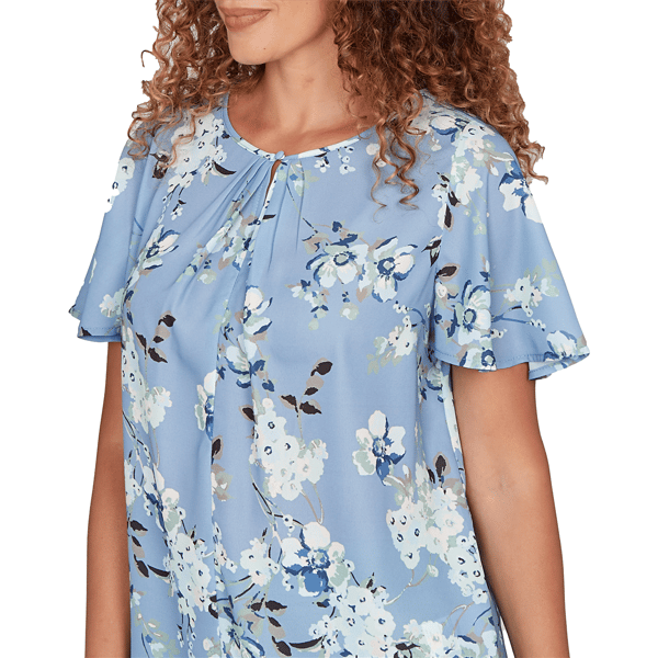 Womens Emaline Seabreeze Essence Keyhole Neck Floral Blouse