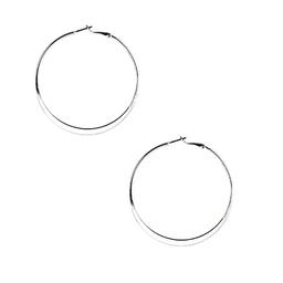 Nine West Large Silver-Tone Hoop Pierced Earrings