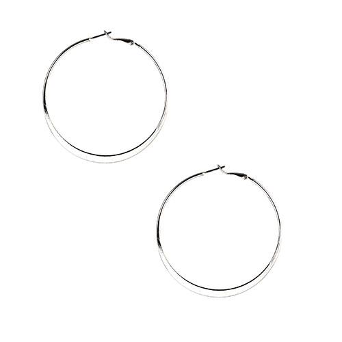 Nine West Large Silver-Tone Hoop Pierced Earrings