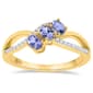Gemstone Classics(tm) Oval Shape Tanzanite/White Topaz 3-Stone Ring - image 1