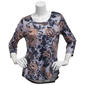 Womens OneWorld 3/4 Sleeve Round Neck Floral Sublimation Tee - image 1
