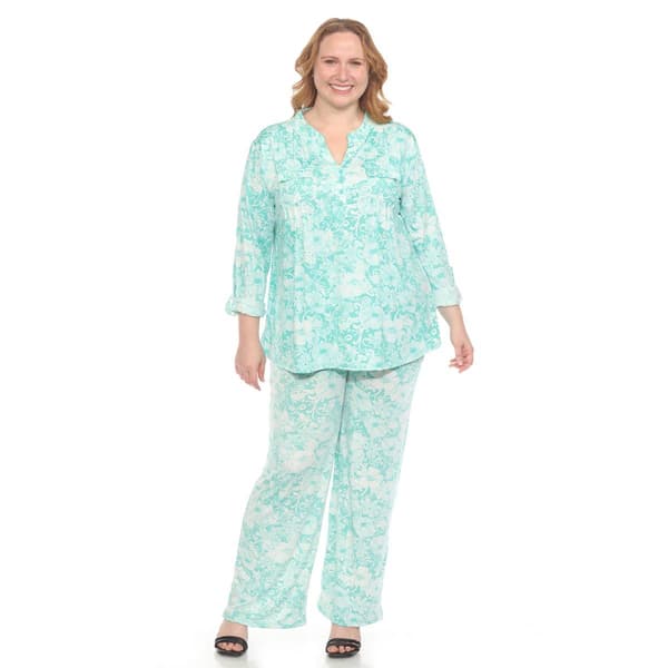 Plus Size White Mark 2pc. Floral Print Tunic and Pant Set