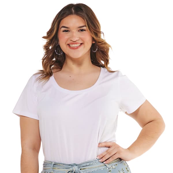 Juniors Plus Aveto Basic Short Sleeve Scoop Neck Tee