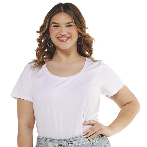 Juniors Plus Aveto Basic Short Sleeve Scoop Neck Tee - image 