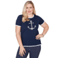 Womens Alfred Dunner Port Side Pearl Anchor Graphic Tee - image 1