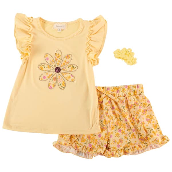 Girls &#40;4-6x&#41; BTween&#40;R&#41; Sunflower Top & Ruffle Shorts Set - image 