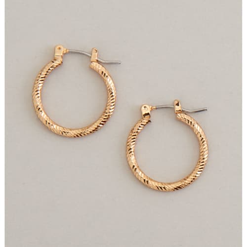 Design Collection Click-It Diamond Textured Hoop Earrings - image 