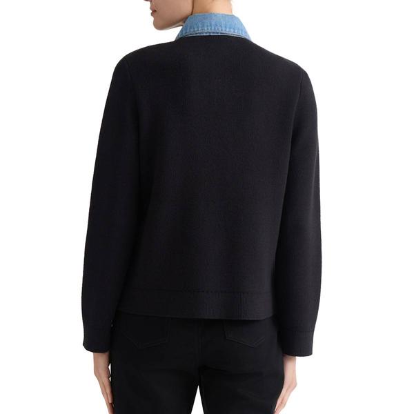 Petite Jones New York Long Sleeve Mixed Media Cardigan