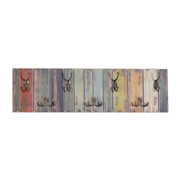 9th & Pike&#40;R&#41; Multi-Color Wood Wall Panel with Hooks
