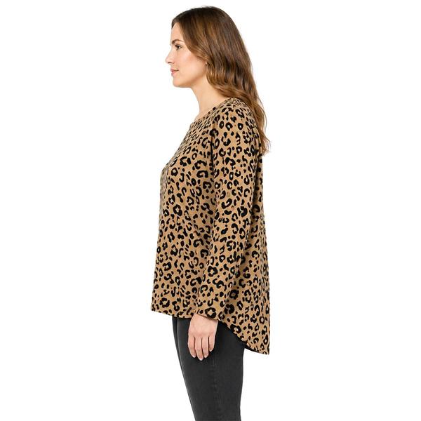 Womens Zac & Rachel 3/4 Sleeve Leopard Hacci Blouse
