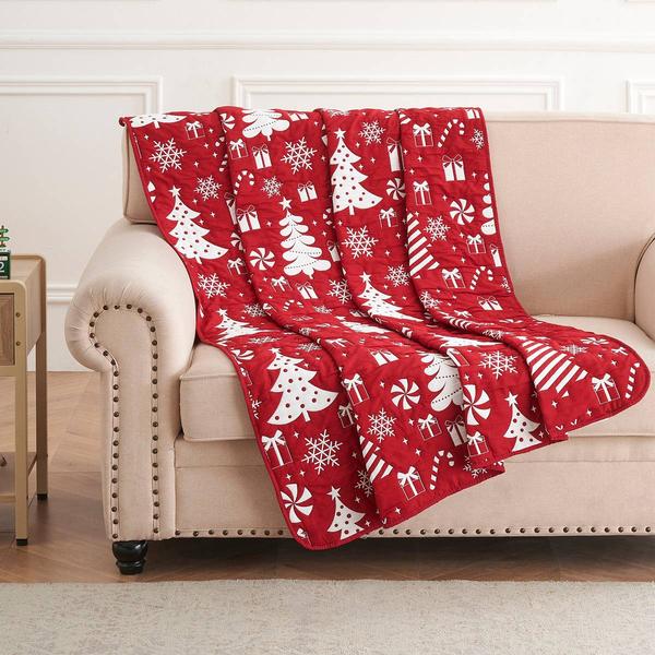 Greenland Home Fashions(tm) Peppermint Party Reversible Throw - image 