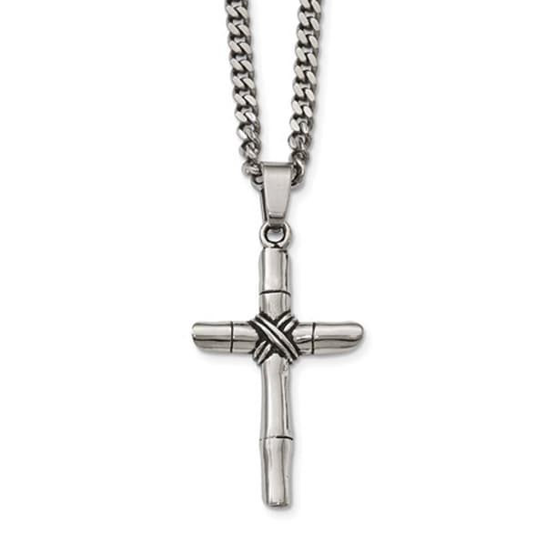 Mens Gentlemen's Classics(tm) Polished & Antiqued Cross Necklace - image 