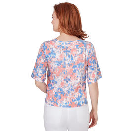 Petites Skye''s The Limit Coral Gables Floral Elbow Sleeve Top