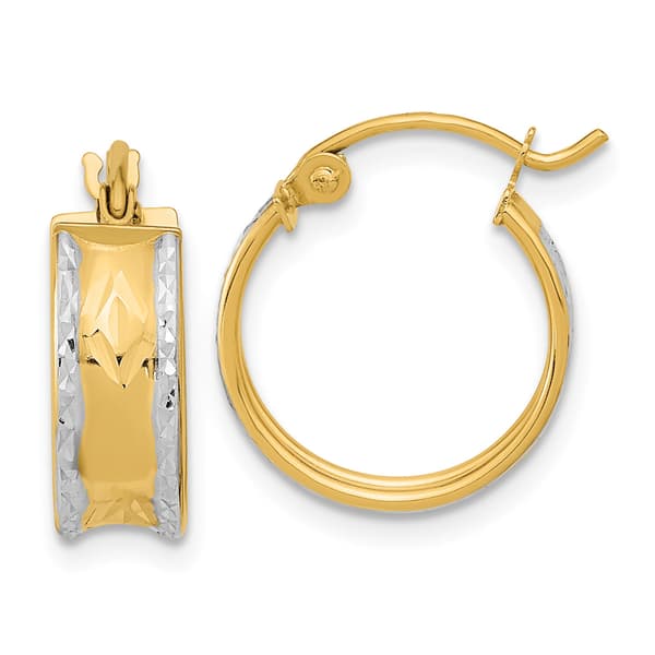 Gold Classics(tm) 14k White Rhodium Diamond Cut Hoop Earrings - image 