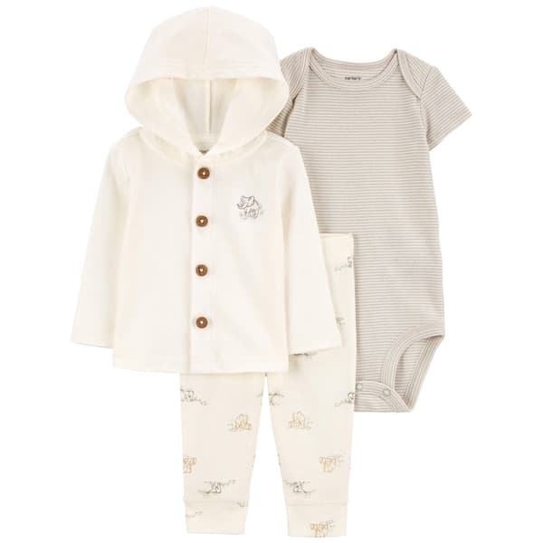 Baby Unisex &#40;NB-12M&#41; Carters&#40;R&#41; 3pc. Elephant /Stripe Cardigan Set