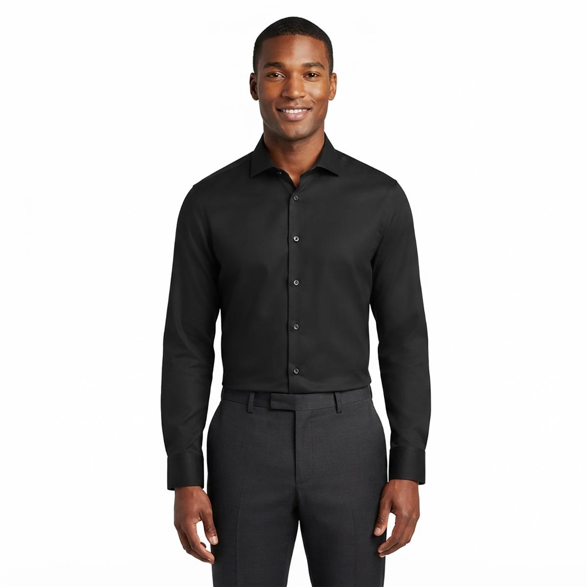 Mens Tom Baine Fitted Nylon Performance Long Sleeve Dress Shirt