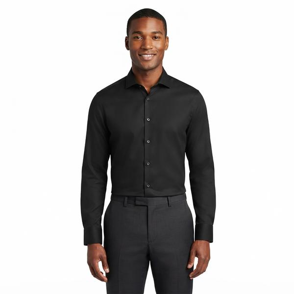 Mens Tom Baine Fitted Nylon Performance Long Sleeve Dress Shirt - image 