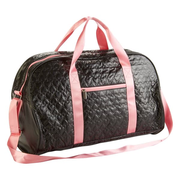 Jessica McClintock Black Hearts Dome Duffel - image 