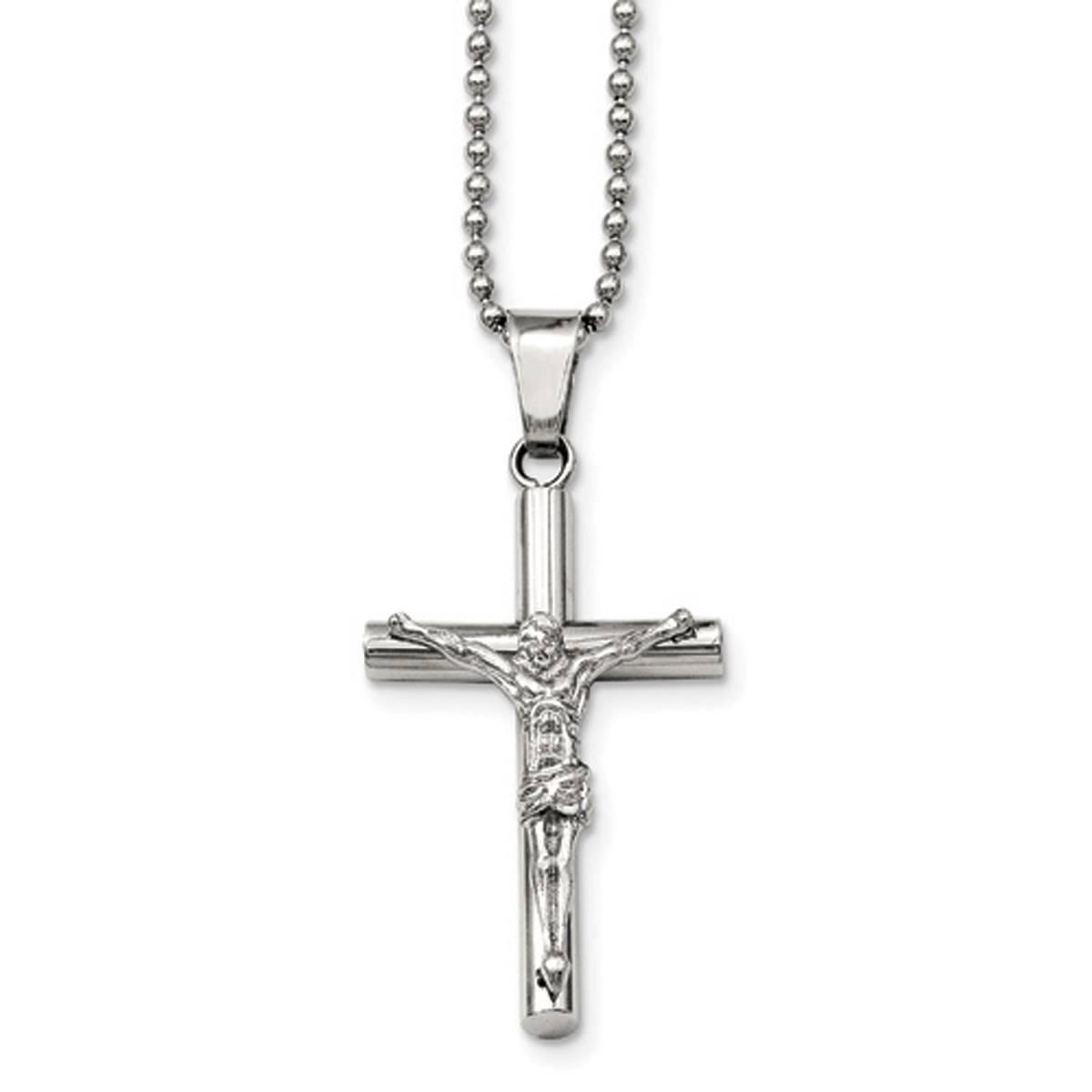Mens Gentlemen’s Classics™ Polished Steel Crucifix...