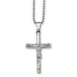 Mens Gentlemen's Classics(tm) Polished Steel Crucifix Cross Necklace