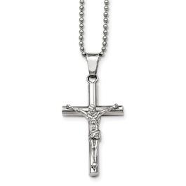 Mens Gentlemen's Classics&#40;tm&#41; Polished Steel Crucifix Cross Necklace