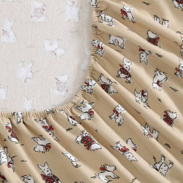Laura Ashley Holiday Scottie Cotton Flannel Sheet Set