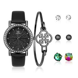 Womens Daisy Fuentes Analog Watch and Earring Set - DF160GMBK