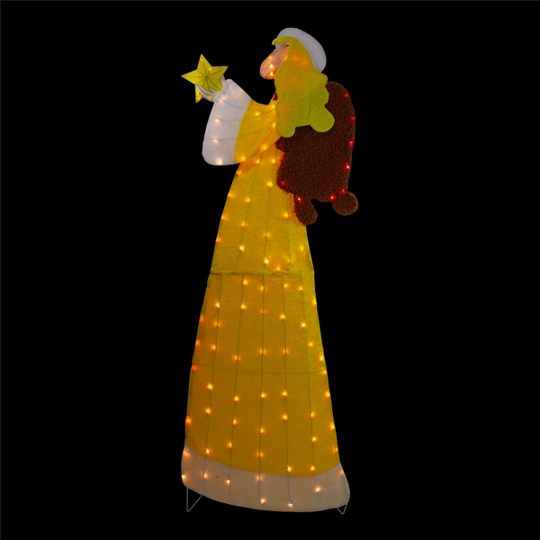 Northlight Lighted Yellow Chenille Angel Outdoor Christmas Décor