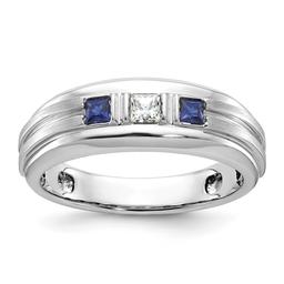 Mens Gentlemens Classics(tm) 14kt. White Gold Sapphire Satin Ring