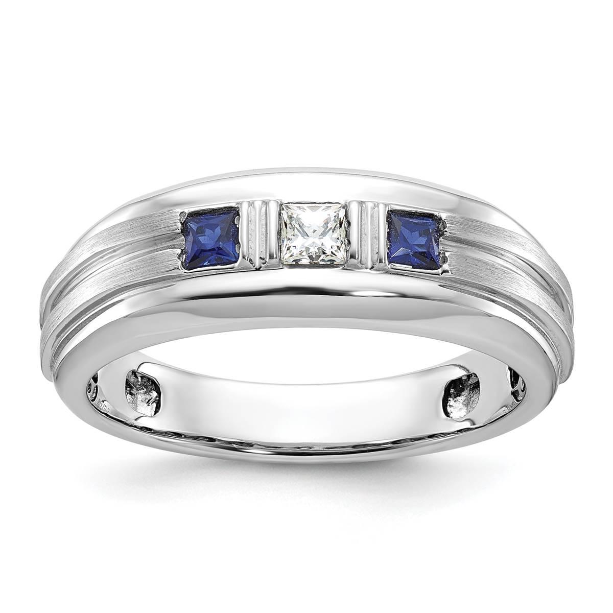 Mens Gentlemens Classics(tm) 14kt. White Gold Sapphire Satin Ring