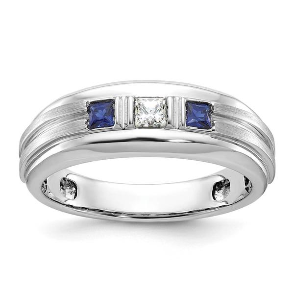 Mens Gentlemens Classics(tm) 14kt. White Gold Sapphire Satin Ring