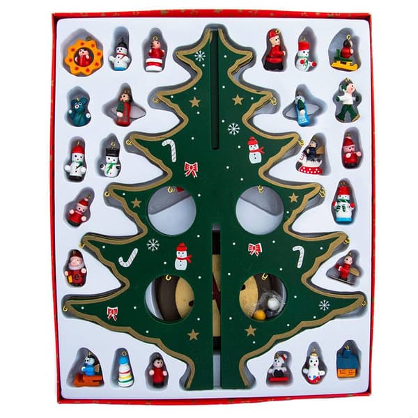 Kurt Adler 25pc. Wooden Tree w/ Miniature Wooden Ornament Set