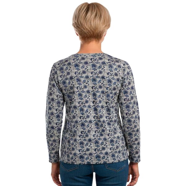 Petite Hasting & Smith Long Sleeve V Neck Leafy Jacobean Tee