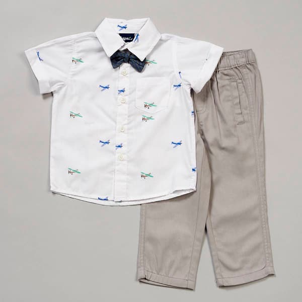 Toddler Boy Little Rebels&#174; Airplane Button Down & Pants Set